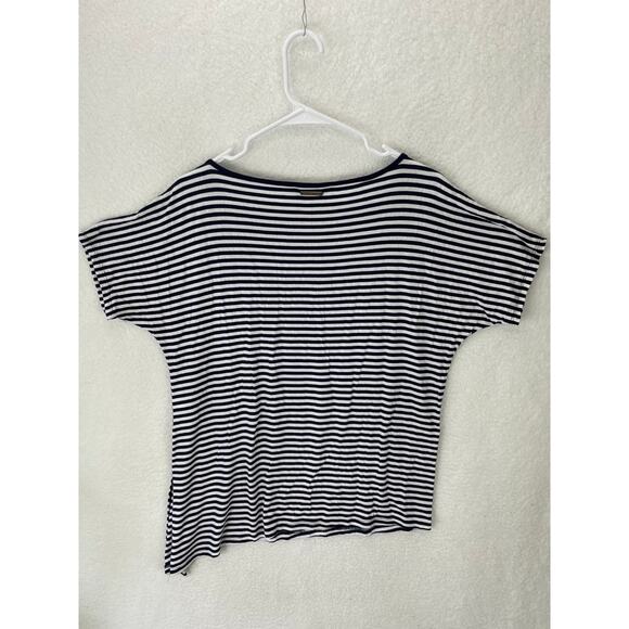 Michael KORS MK Top Size Medium Blue White Striped Short Sleeve‎ Tee - Picture 6 of 7